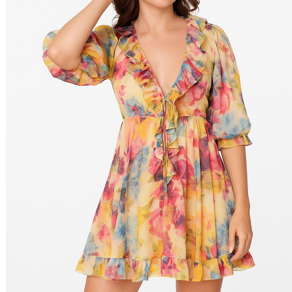 Floral Ruffle Mini Dress